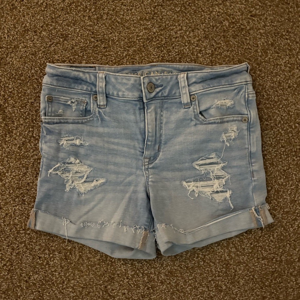 American Eagle Outfitters Blue Jean Shorts Distressed Casual